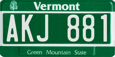 VT license plate AKJ881