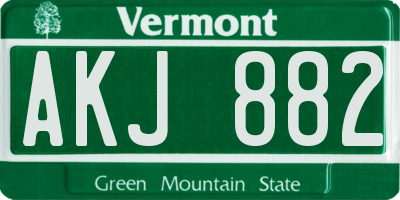 VT license plate AKJ882