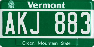 VT license plate AKJ883