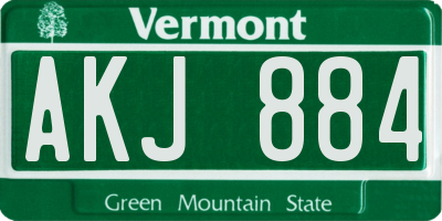 VT license plate AKJ884