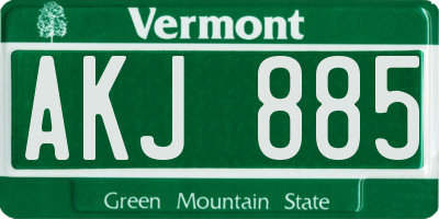 VT license plate AKJ885