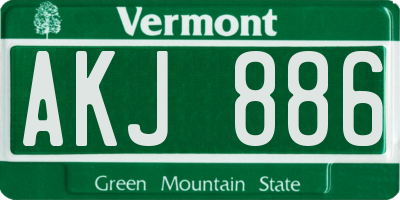 VT license plate AKJ886