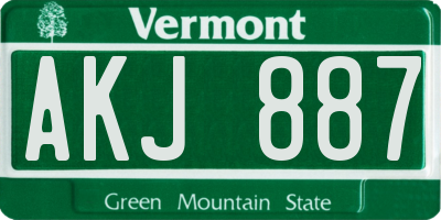VT license plate AKJ887