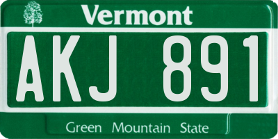 VT license plate AKJ891