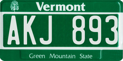 VT license plate AKJ893