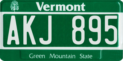 VT license plate AKJ895
