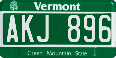 VT license plate AKJ896
