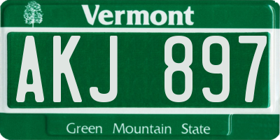 VT license plate AKJ897
