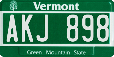 VT license plate AKJ898