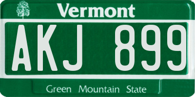 VT license plate AKJ899