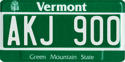 VT license plate AKJ900
