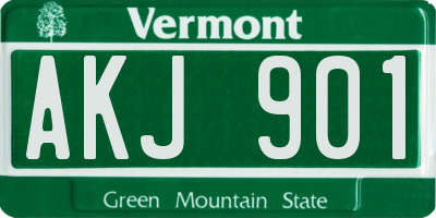 VT license plate AKJ901