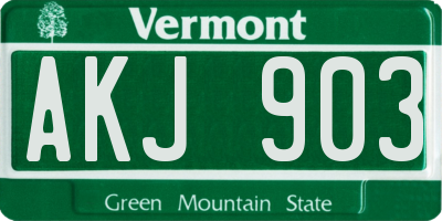 VT license plate AKJ903