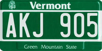 VT license plate AKJ905