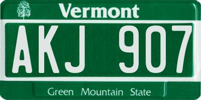 VT license plate AKJ907