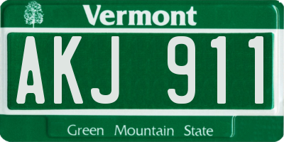 VT license plate AKJ911