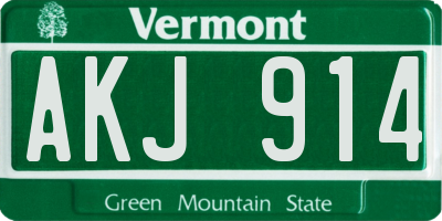 VT license plate AKJ914