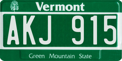 VT license plate AKJ915
