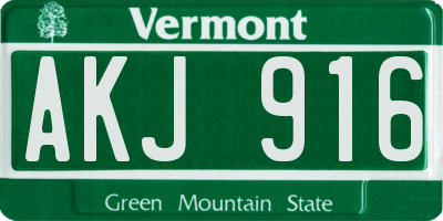 VT license plate AKJ916