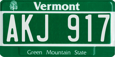 VT license plate AKJ917