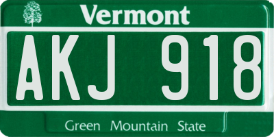 VT license plate AKJ918