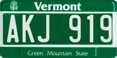 VT license plate AKJ919