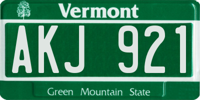 VT license plate AKJ921