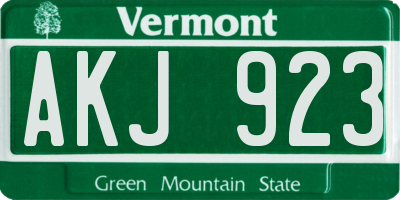 VT license plate AKJ923