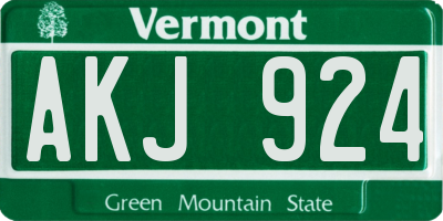 VT license plate AKJ924
