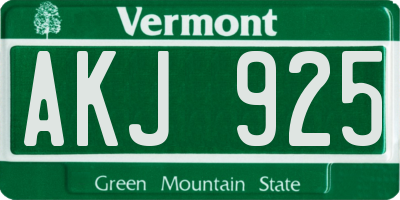 VT license plate AKJ925
