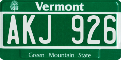VT license plate AKJ926