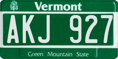 VT license plate AKJ927