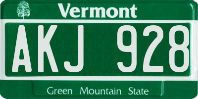 VT license plate AKJ928