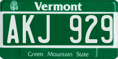 VT license plate AKJ929