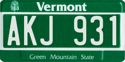 VT license plate AKJ931