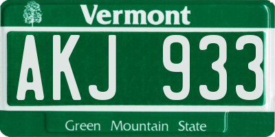 VT license plate AKJ933