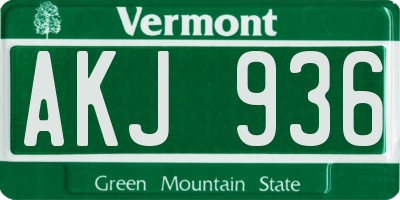 VT license plate AKJ936