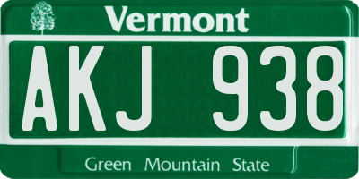 VT license plate AKJ938