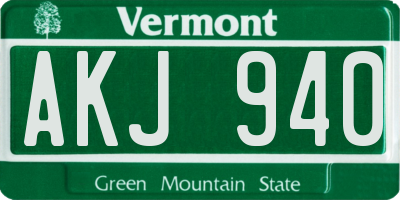 VT license plate AKJ940