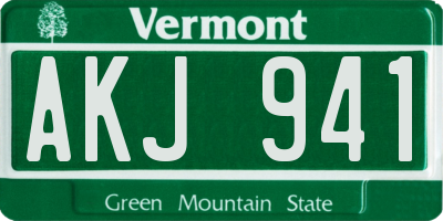 VT license plate AKJ941