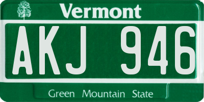 VT license plate AKJ946