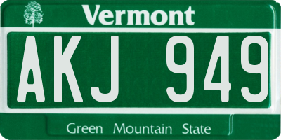 VT license plate AKJ949