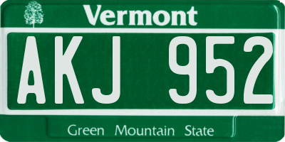 VT license plate AKJ952