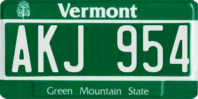 VT license plate AKJ954