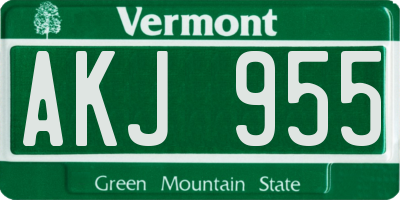 VT license plate AKJ955