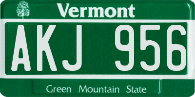 VT license plate AKJ956
