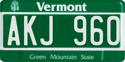 VT license plate AKJ960