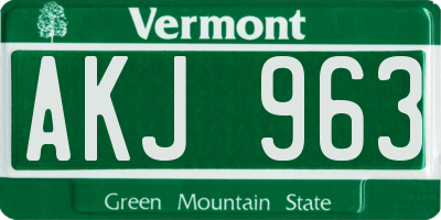 VT license plate AKJ963