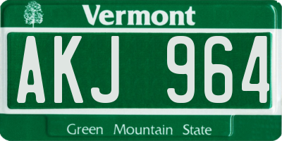 VT license plate AKJ964