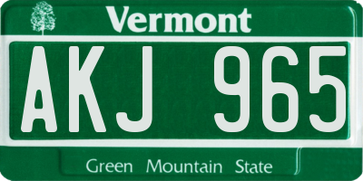 VT license plate AKJ965